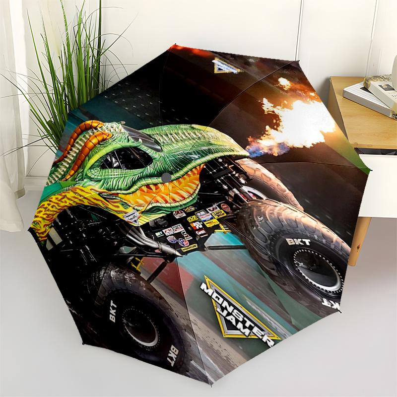 

Monster Truck Themed Travel Umbrella 8 Ribs Automatic Opening and Closing, Portable Folding Design, Compact and Stylish Umbrella Suitable fo