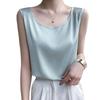 Women's Loose Silk Camisole Vest - Sleeveless Satin Round Neck Top for Summer