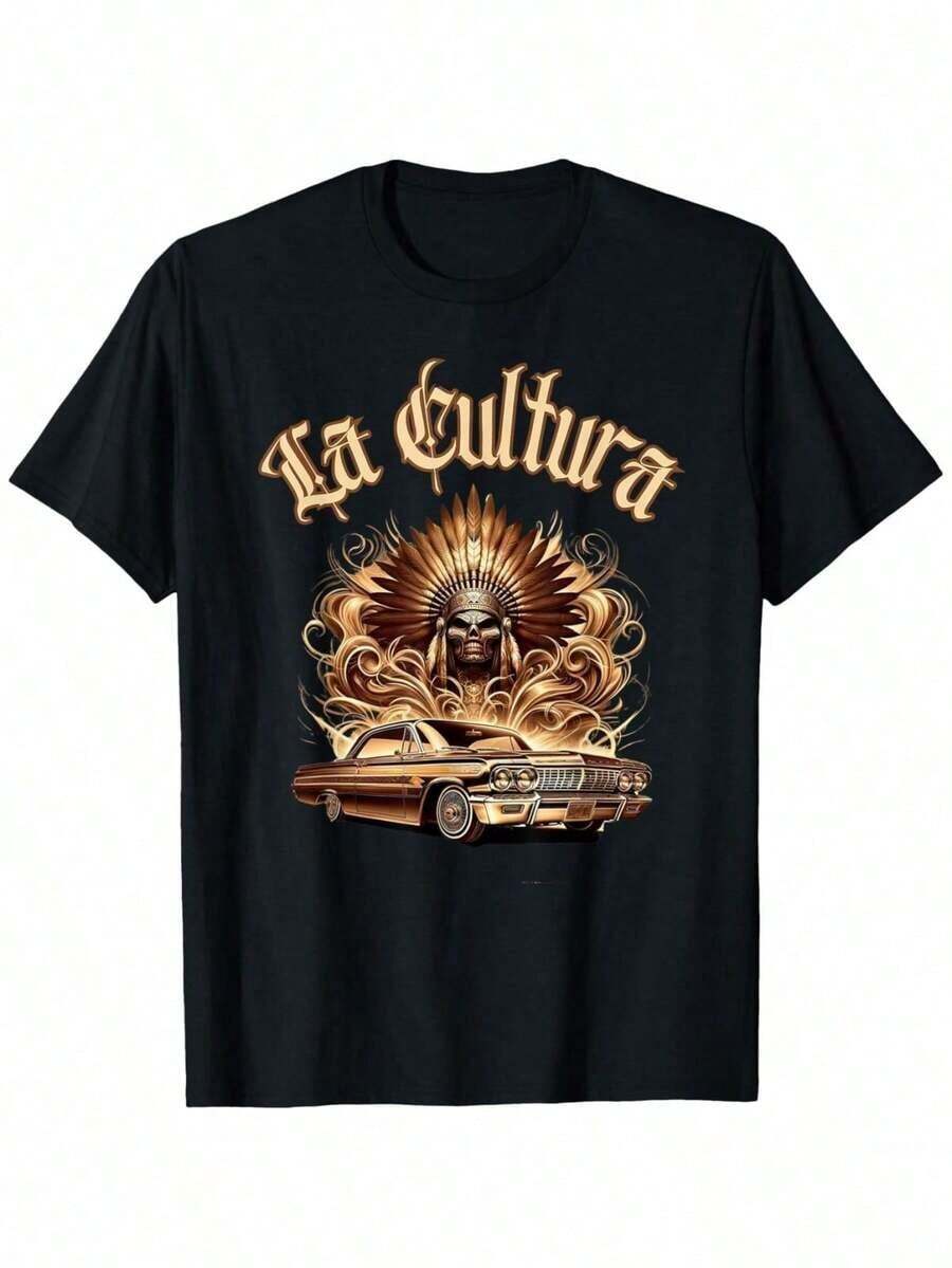 Chicano Mexican Culture Lowriders Classic La Cultura T-Shirt Casual Crewneck, Summer Fashion Print S