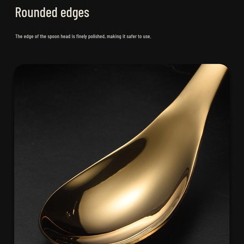 Gold 304 Stainless Steel Palace Soup Spoons, Set of 5