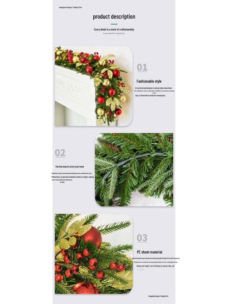 2.7m Christmas Garland for Decoration - Tree, Wreath, Wall, Door Hanging, Hotel, Shopping Mall Display
