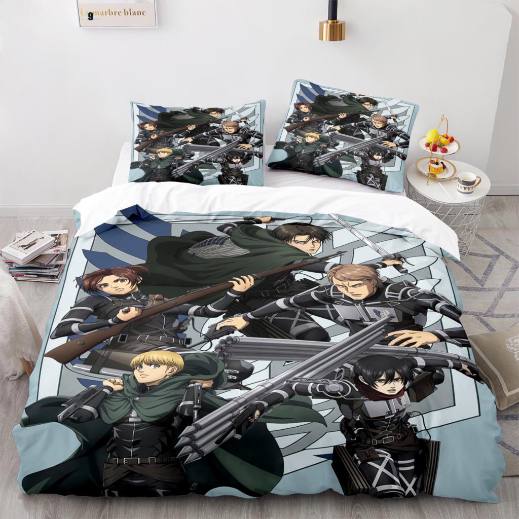 Attack On Titan Bedding Set Single Twin Full Queen King Size Attack On Titan Bed Set Aldult Kid Bedroom Duvetcover Sets 044