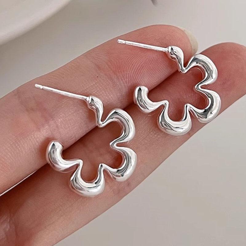 

925 Sterling Silver Vintage Earrings For Women Trendy Simple Flower Earring Jewelry Prevent Allergy Party Accessories Gift