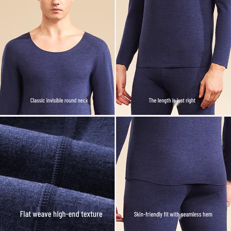 MIIOW Men's Thickened Wool & Silk Blend Thermal Base Layer Top