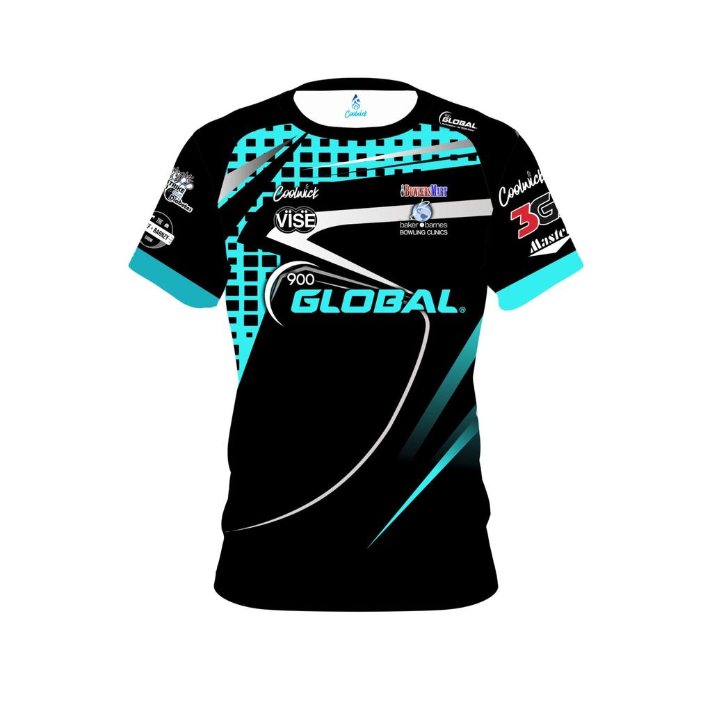 Nuova maglia da bowling Global G con pallino verde e sfumature, manica corta