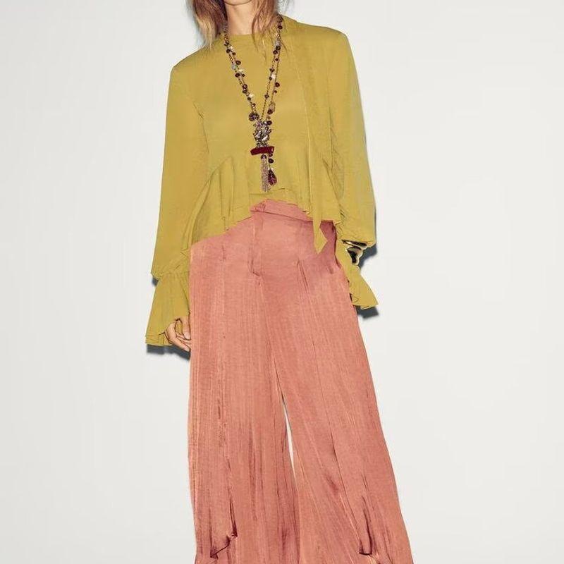 Za2025 Autumn New Arrivals Women's Clothing Zr European and American Style Fashion Layered Decorative Draped Shirt Top 5039205