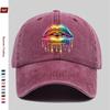 Pc Glossy Rainbow Lip and Sparkling Print Baseball Cap Simple Design Sun Hat Trucker Decorative Hat Adjustable Buckle Strap