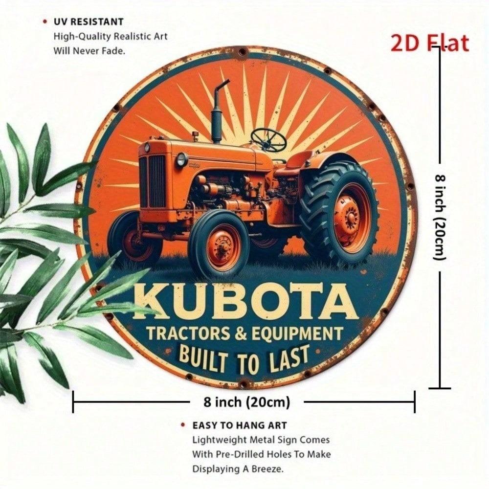 Vintage Kubota Traktor Metallblechschild Retro Landmaschinen Wandkunst Dekor für Garage Man Cave