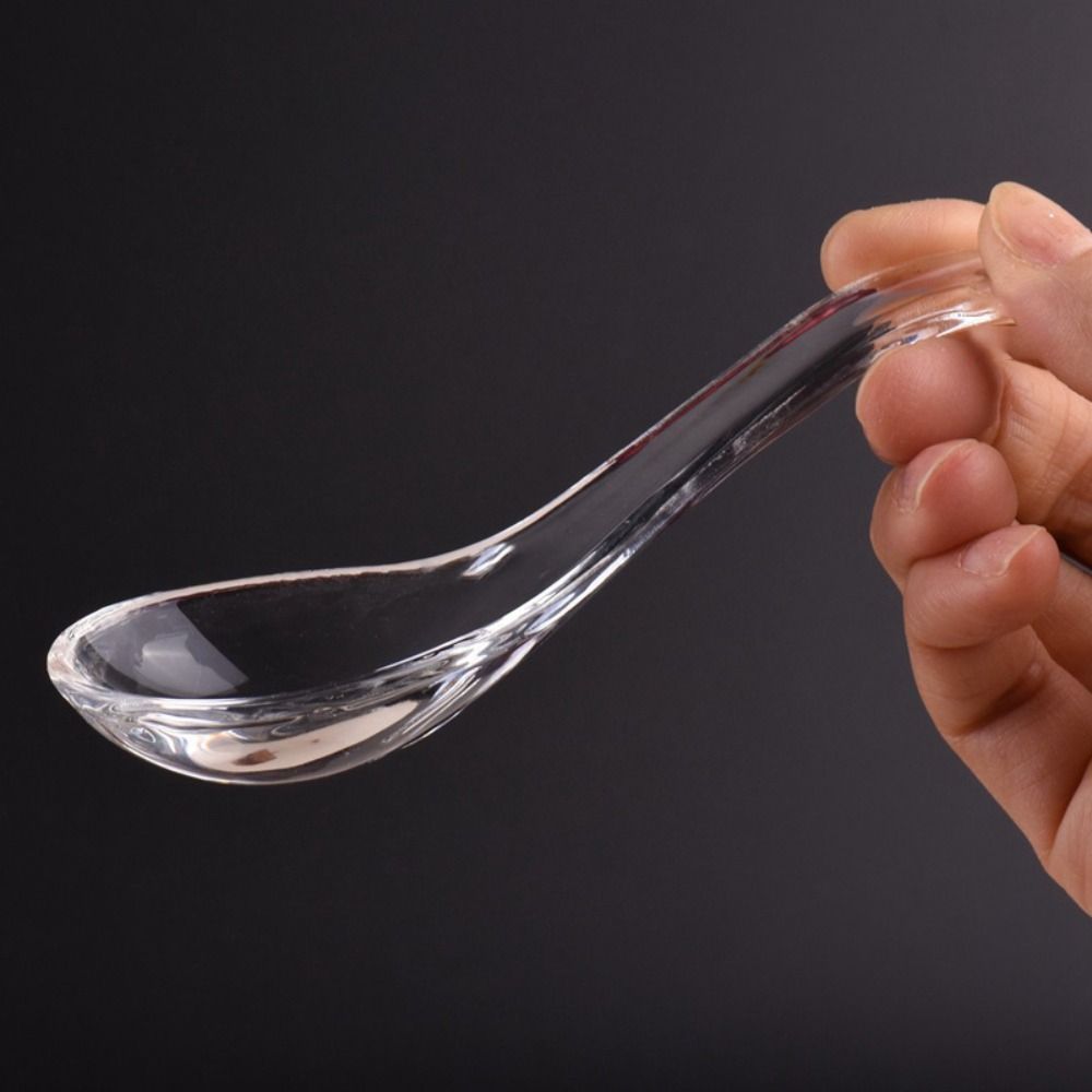Exquisite Crystal Glass Spoon Transparent Dessert Teaspoons Easy To Clean Soup Spoons Hotel