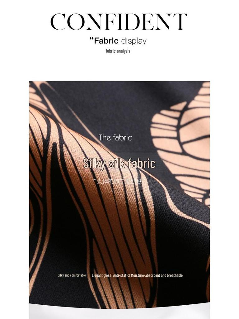 Summer 2025 Mulberry Silk Top: Hangzhou Short-Sleeve Dress for Middle-Aged Women, Printed Design, Large Size