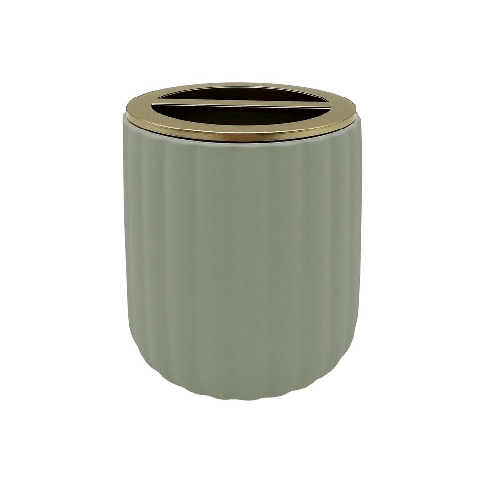 

Современный керамический держатель для зубных щеток с ребристым дизайном, органайзер для ванной комнаты, хранение расчесок, нескользящий, элегантные предметы первой необходимости, зеленая жизнь United States