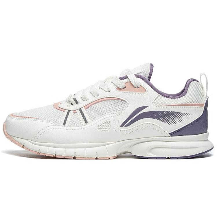 New LiNing Cushioned Anti-Slip Wear-Resistant Breathable Lightweight Low-Top Running Shoes Women's White Purple ARSS064-3
