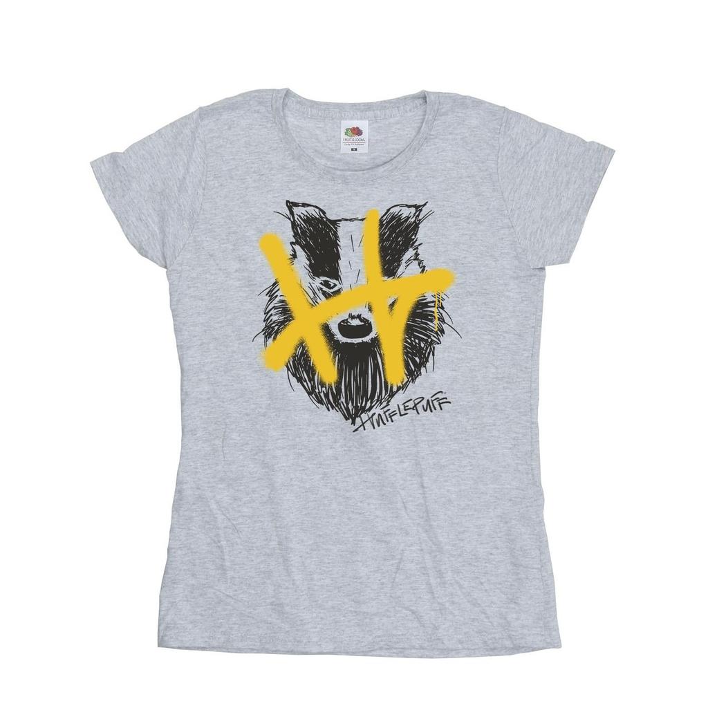 HARRY POTTER Womens/Ladies Hufflepuff Pop Spray Cotton T-Shirt