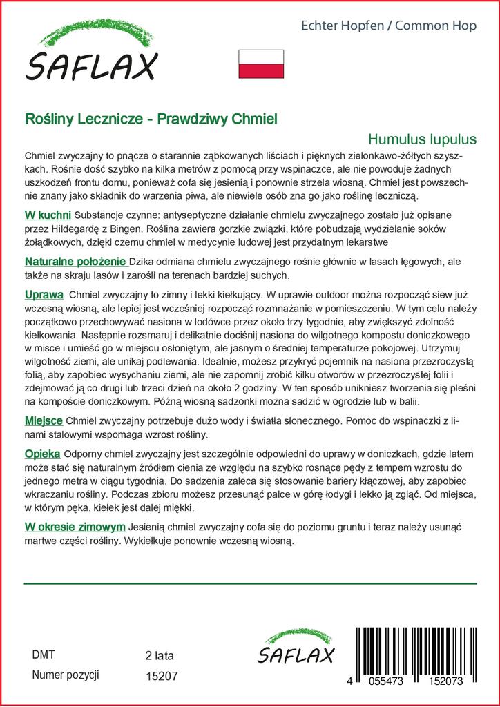 SAFLAX Garden In the Bag - Common Hop - 50 Seeds - With Substrate In a Fitting Stand Up Bag - Humulus Lupulus