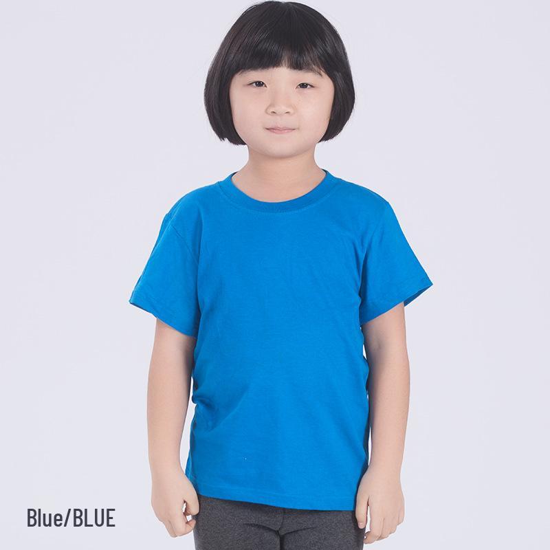 

Custom Logo Kids Cotton Short Sleeve Round Neck T-shirt for Kindergarten Activities 150cm темно-синий