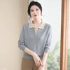 Spring Knitted Top for Middle-Aged & Elderly Women - Turn-Down Collar Loose Pullover Sweater, Casual & Versatile 50s/60s Style