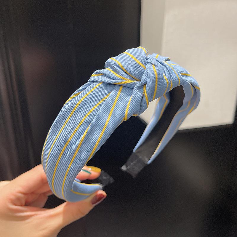 Mode Dam- och Flickrandigt Hårband med Mittknut för Damers Dagliga Casual Hårbyglar Accessoar