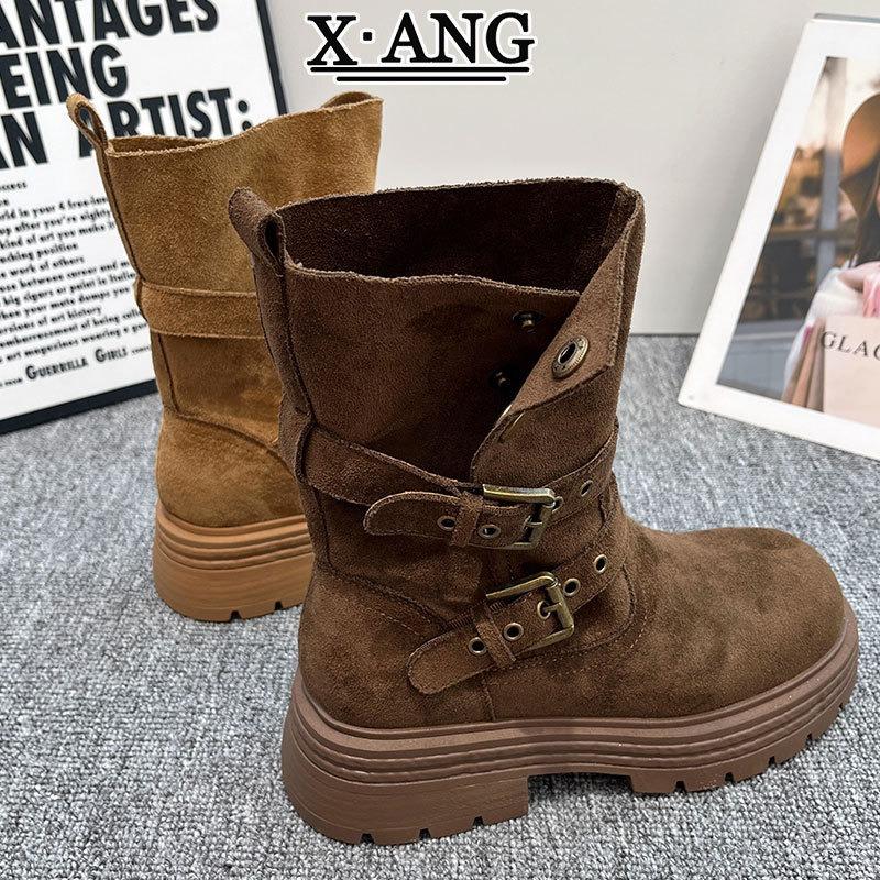 Cowhide Version Wasteland Martin Boots Women's Boots Autumn New Thick-soled Heightening Short Boots Western Cowboy Boots