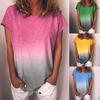 Hauts Chemisier Tunique T-shirt Manches Courtes Couleur Dégradée Décontracté pour Femmes