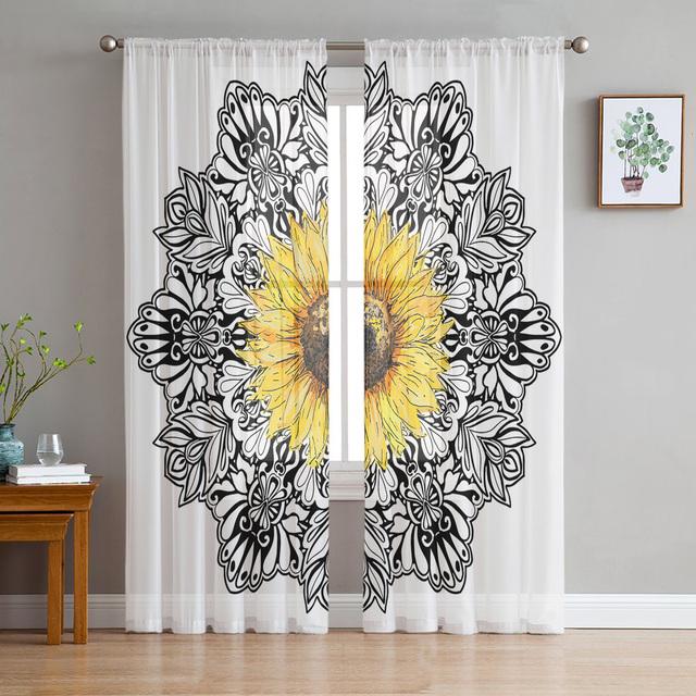 Bohemian Mandala Muster Gardinen für Wohnzimmer Moderne Voile Vorhang Schlafzimmer Tüll Vorhänge Fenster Vorhänge Dekor
