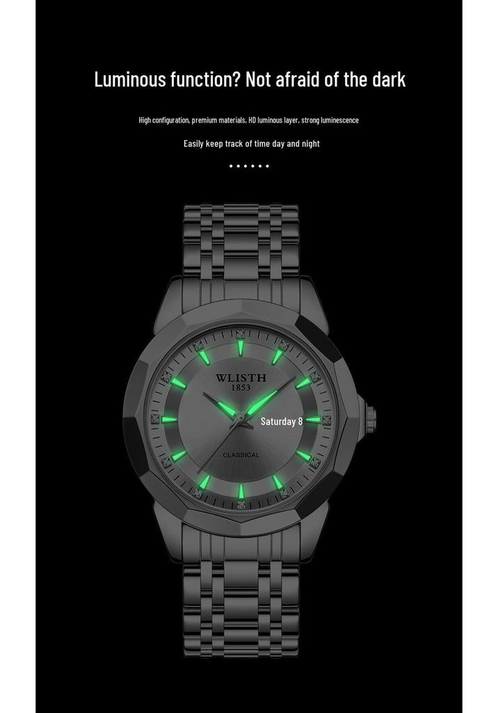 WOLIX Stylish Waterproof Couple's Quartz Watch with Stainless Steel and Calendar for Men & Women - Douyin Hot Seller