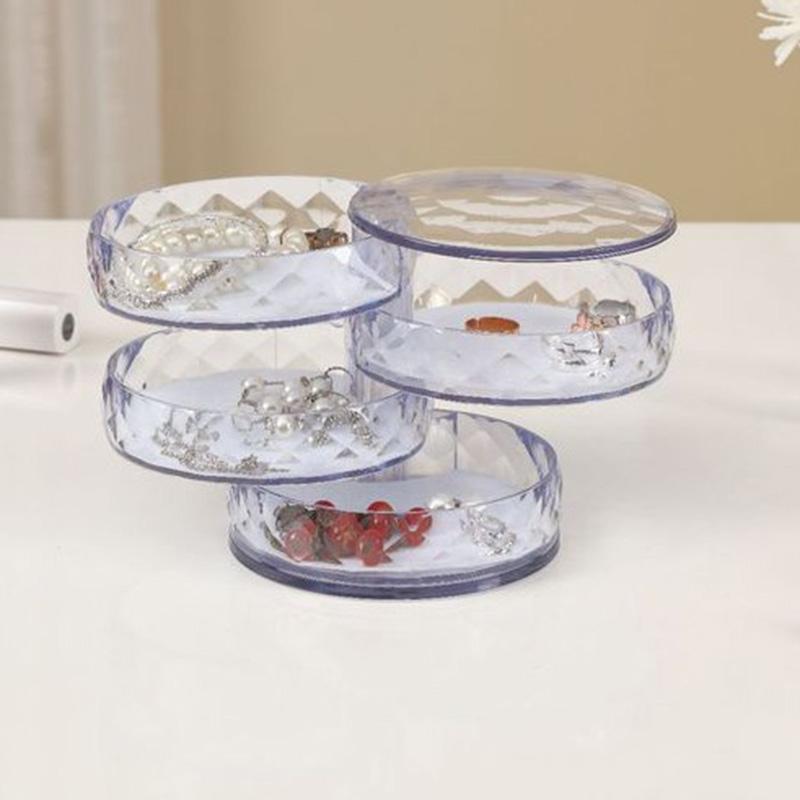 

Rotatable Jewelry Organizer Box Earring Holder ABS+Acrylic Storage Tray Black