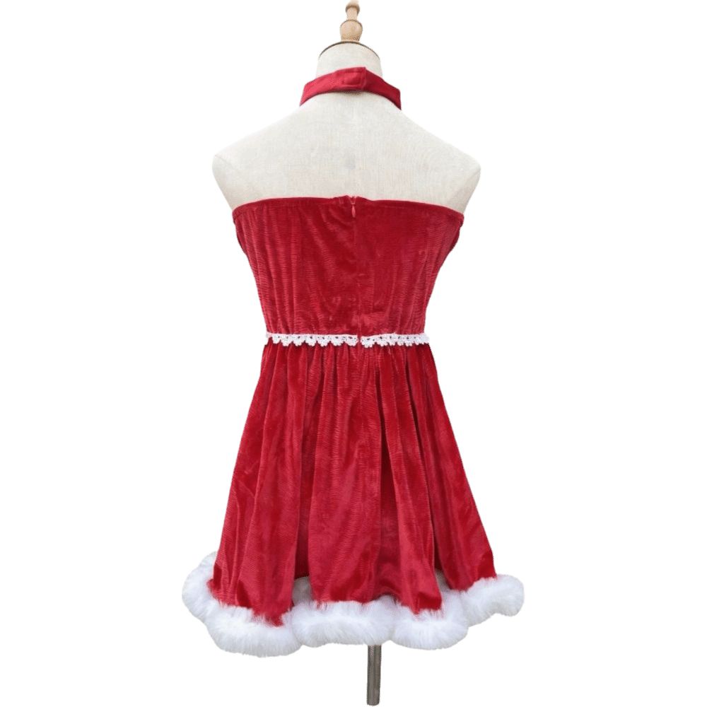 Gold Velvet Christmas Dress Santa Claus Santa Hat Cosplay Christmas Outfit Hooded Christmas Perform Costume Fancy Party Dress