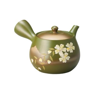 Grüner Ton Gelbe Kirschblüte Teekanne 16 x x 9 Tokoname Hergestellt in Stilvollem Ale-net (Sawayakaami) 13.5 cm, 380cc, Keramik, Ware, Japan,