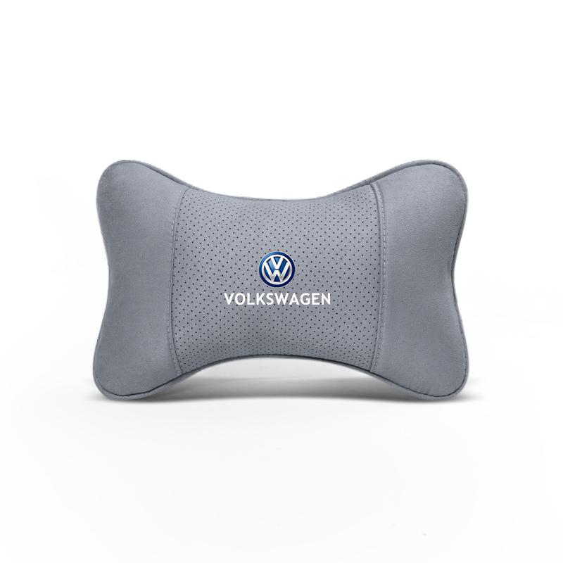 Car Headrest Suede Pillow Seat Memory Foam Accessories Valve Cap For VW Golf Amarok T5 Phaeton Teramont ID3 Tiguan T-Cross Passa Ze8