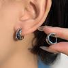 Simple Metal Plaid Circle Temperament Cold Wind Ear Buckle Earrings, Environmentally Friendly