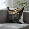 Black and Gold African Woman Throw Pillow Cover Modern Abstract Art Print Decorative Cushion Cover for Glam  Home Decor