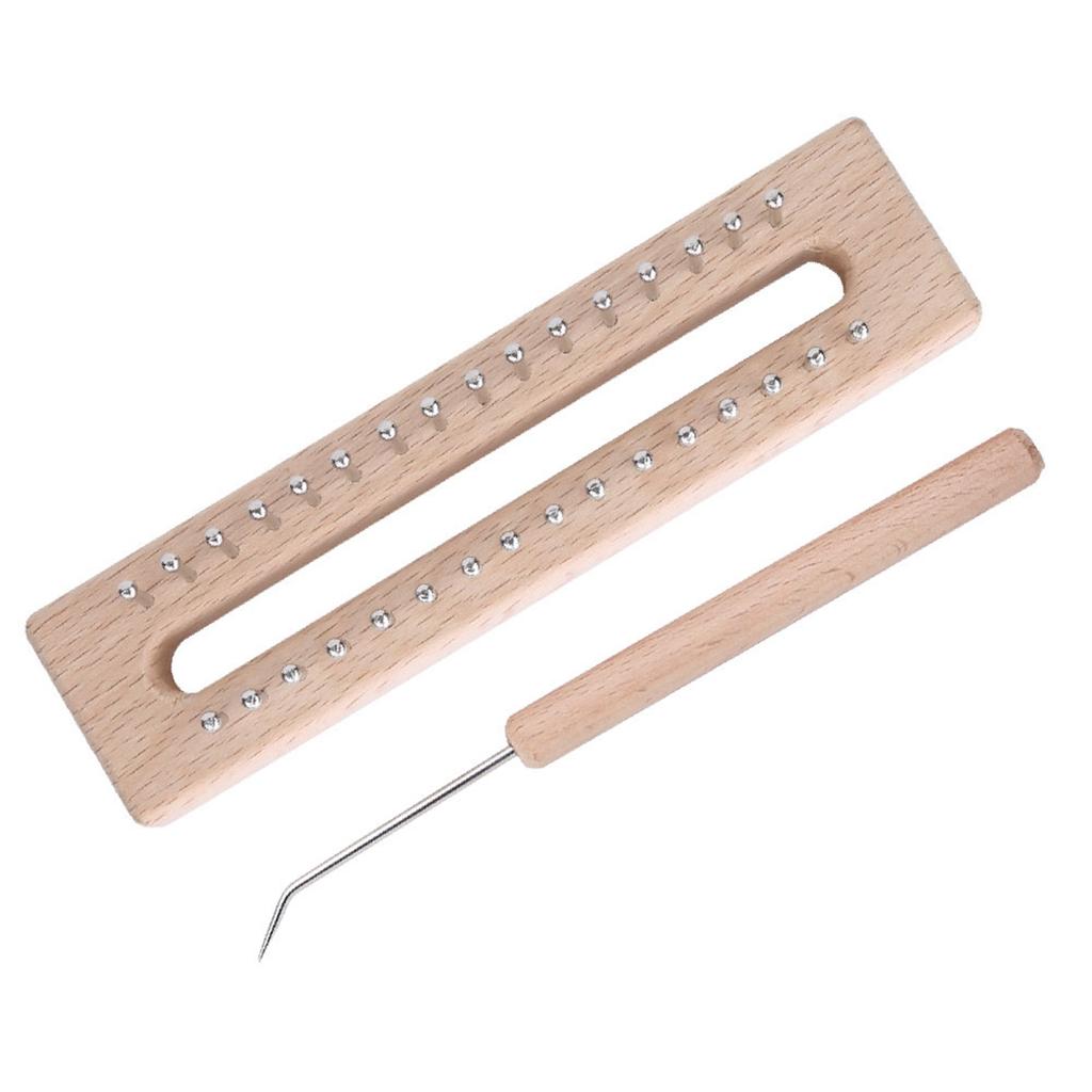 Rectangular Knitting Loom Hand Wooden Weaving Machine Kids Weaving Toy with Elbow Crochet Hook