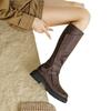 Camping Ödland Wind Motorradstiefel Runde Spitze Dicke Sohle Gürtelschnalle Westernstiefel 2025 Herbst Retro Hohe Ritterstiefel Damen