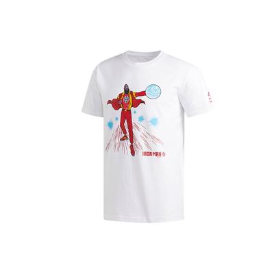 Adidas X Marvel Harden Iron Man Avengers Maglietta a Maniche Corte da Basket Uomo Top Bianco FI6371