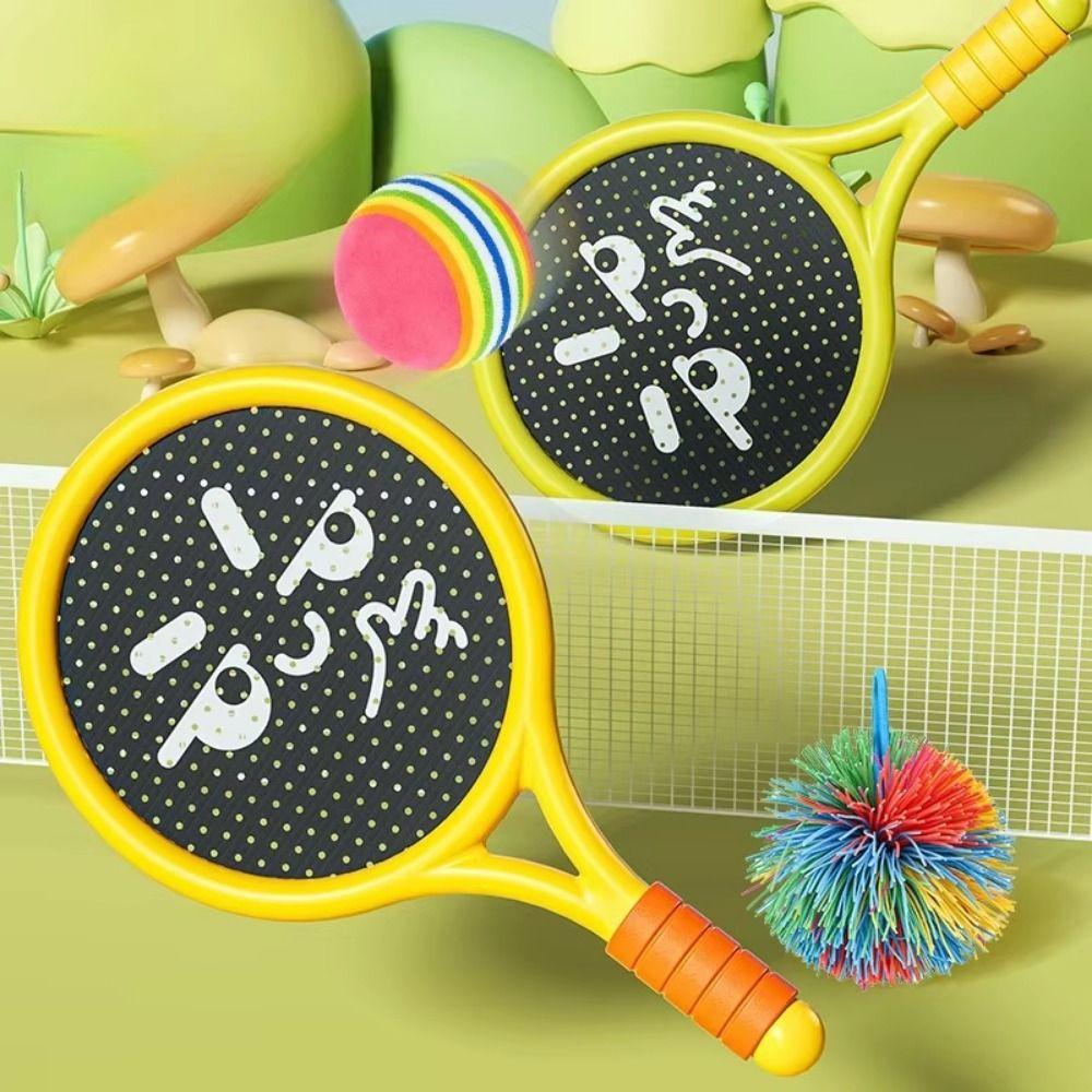 2Pcs Shock Absorbing Children's Badminton Racket Portable Lightweight Badminton Racket Set With Ball Soft Grip Sports Game Toys