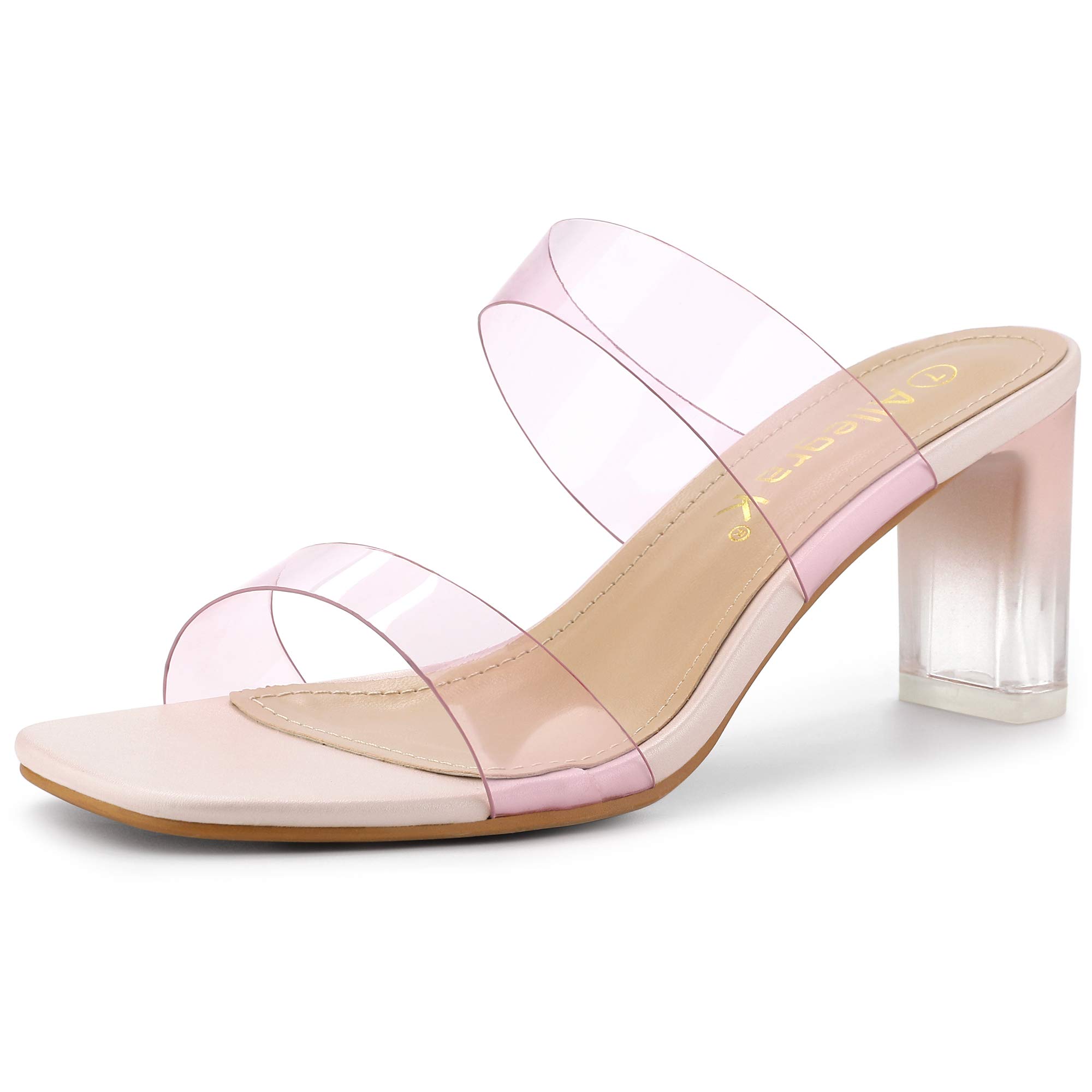 

Allegra K Women s Clear Slide Mule Sandals with Chunky Heels, Pink, Size 23.5cm