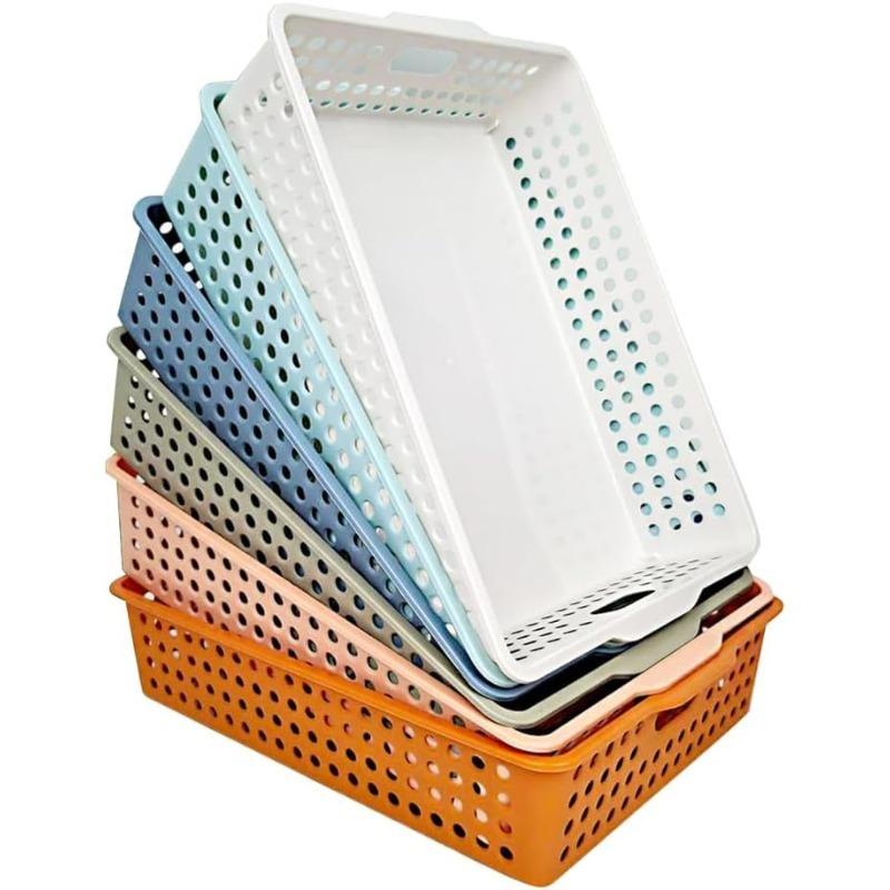 

6pcs Plastic Paper Storage Trays A4 Size Classroom Desk Organizer Baskets for Teacher Student Office Room Use