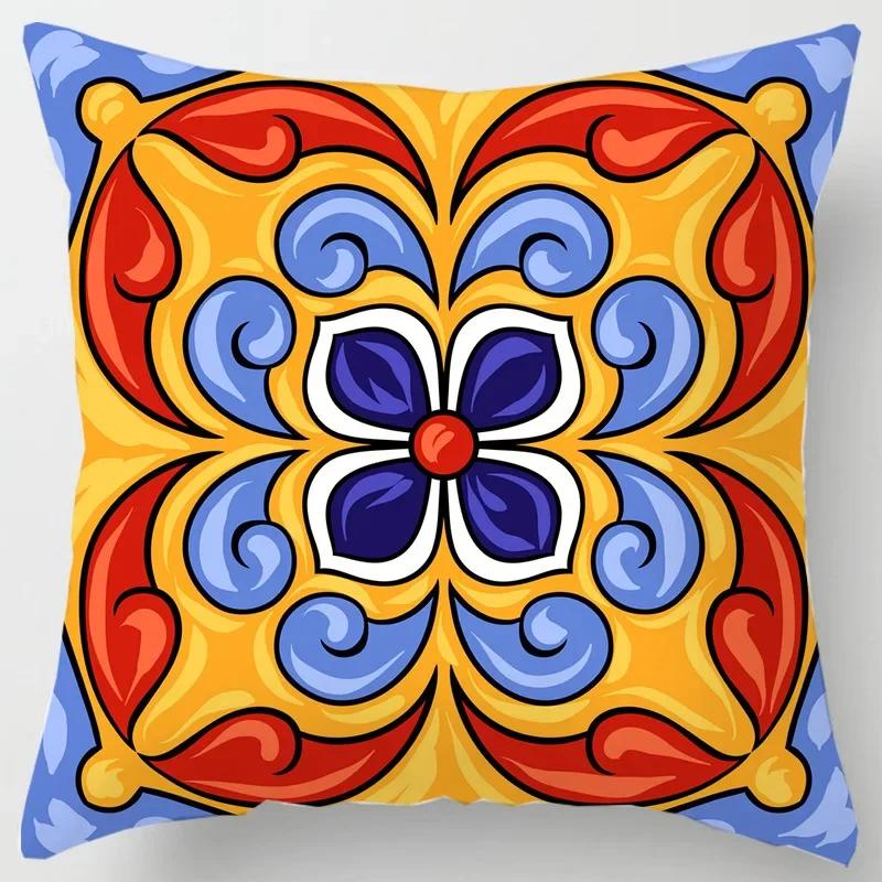 Colorful National Floral Antique Porcelain Print Pillowcase Comfortable Sofa Car Seat Cushion Cover Bohemian Hippie Home Decor