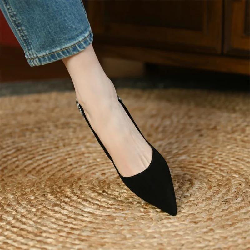 Ladies Summer Footwear with Heel Shoes for Women 2024 Pumps Evening Black On Heeled Pointed Toe High Heels Genuine Mark Y2k A 39