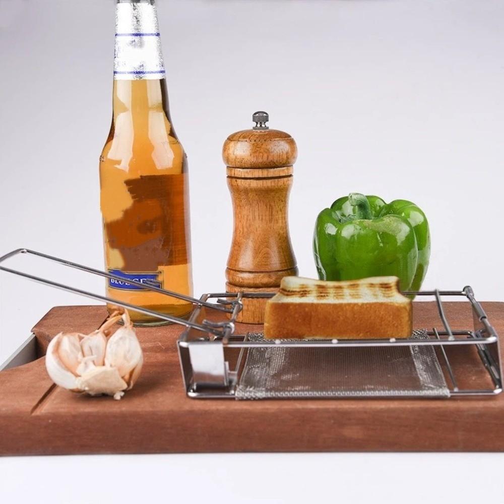 Folding Bread Toaster Stainless Steel Sausage Grilling Rack Barbecue Grill  Backpacking Hiking