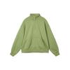 Solid Color High Neck Pullover Cropped Long Sleeve Sweatshirt Women Tops Green FD7222-340
