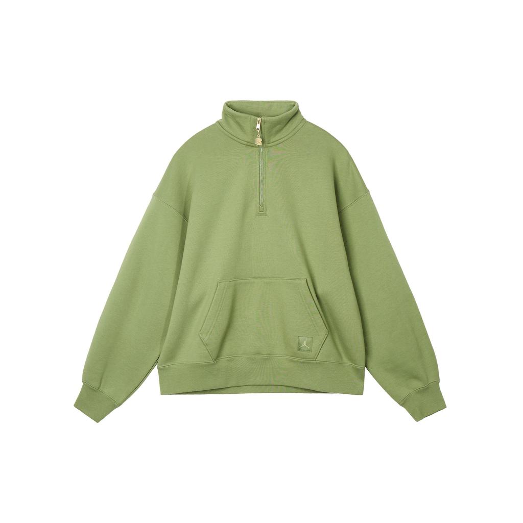 Jordan Solid Color High Neck Pullover Cropped Long Sleeve Sweatshirt Women Tops Green FD7222-340