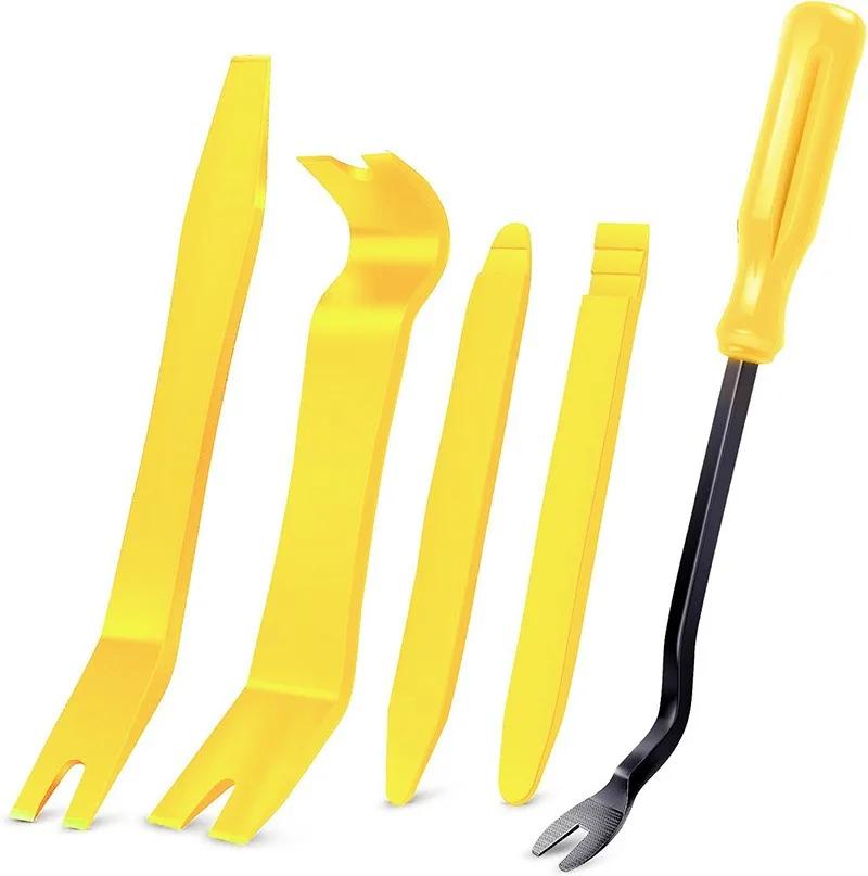 5-teiliges Werkzeugset zur Demontage von Autotürverkleidungen, Audio-Video-Armaturenbrett-Clip-Installationswerkzeug, Hebelwerkzeug, Navigations-Demontageset, Automobil-Nagelzieher