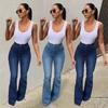 Women's High-Waisted Flared Denim Pants
