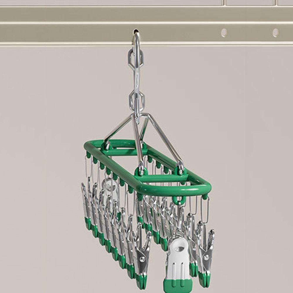 Windproof Underwear Hanger With 18 Clips Sock Rack Portable Hanging Drying Rack  For Towels Shorts