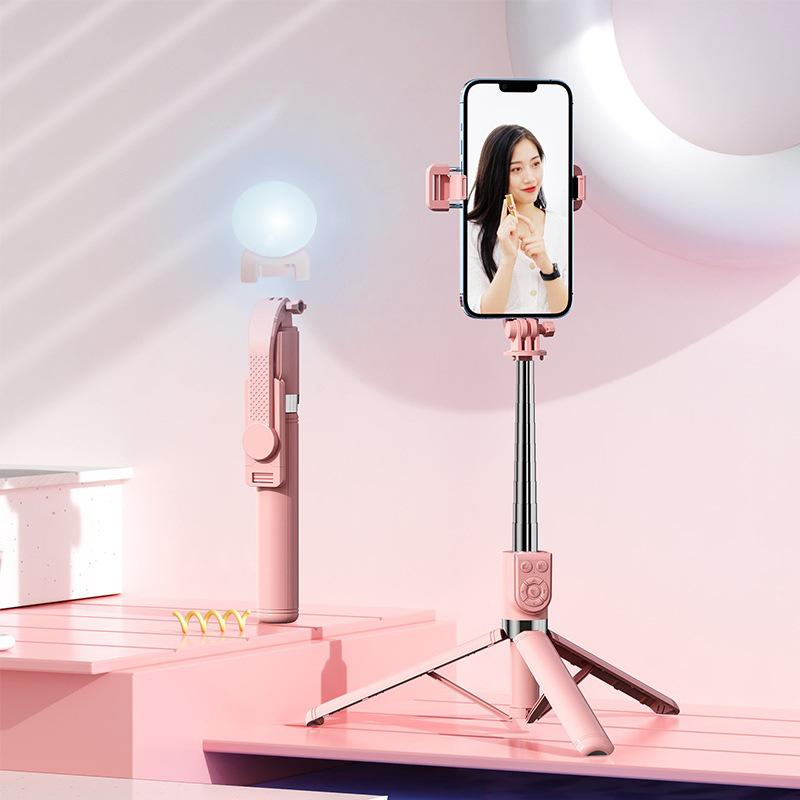All-in-One Bluetooth Selfie Stick Tripod with Remote Control for Live Broadcasts and Travel