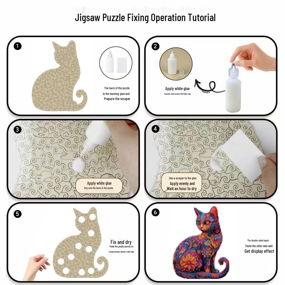 HOOLOOG Irregular Wooden Cat Jigsaw Puzzle Money Box Gift