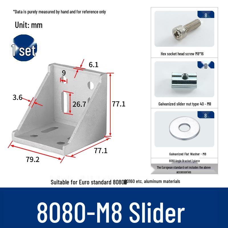Aluminum 90° Corner Bracket Connector for 4040/2020/3030 Profiles