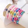 Korean version of fashion new multi-layer elastic thread soft pottery love smiley face bracelet set retro handmade pearl jewelry women