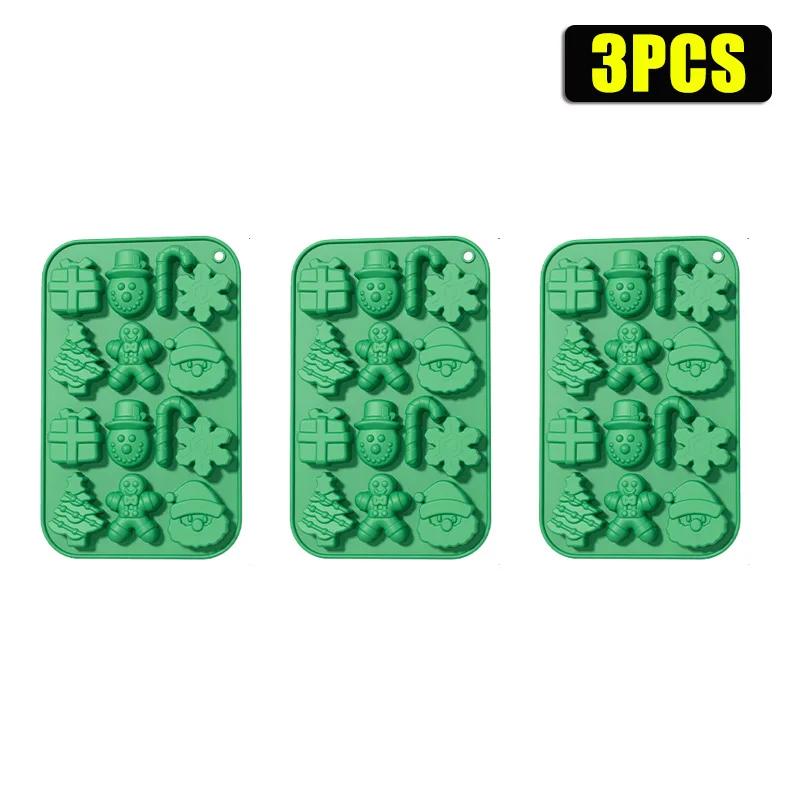 1-20PCS Christmas Tree Silicone Molds Santa Snowman Gingerbread Mold for Candy Jelly Baking Holiday Kitchen Crafts